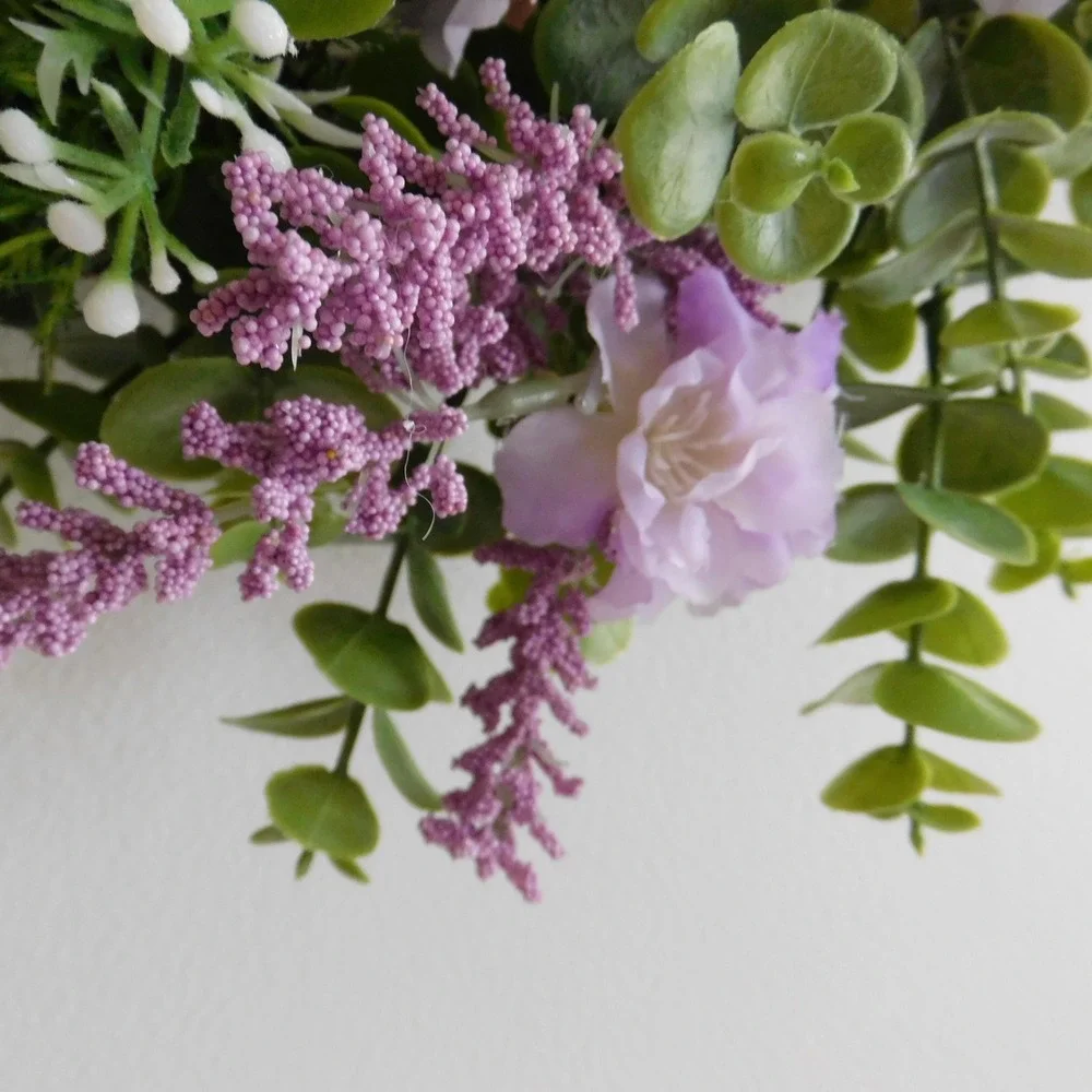 Lavender Front‎ Door Wreath, Eucalpytus, Purple Blossoms, Mothers Day Gift
